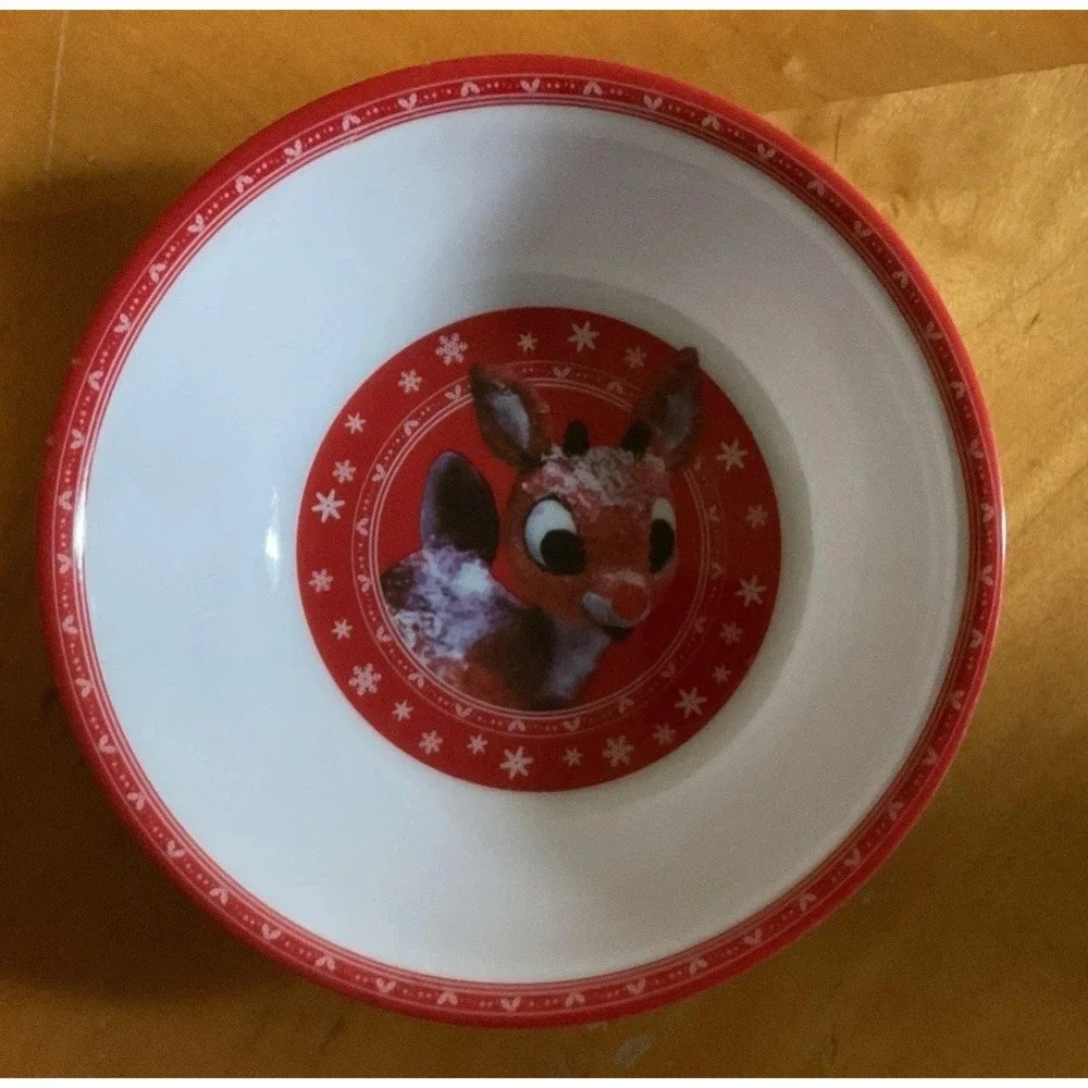 Set Of 2 Rudolph The Red Nose Reindeer Divided Plate And Bowl‎